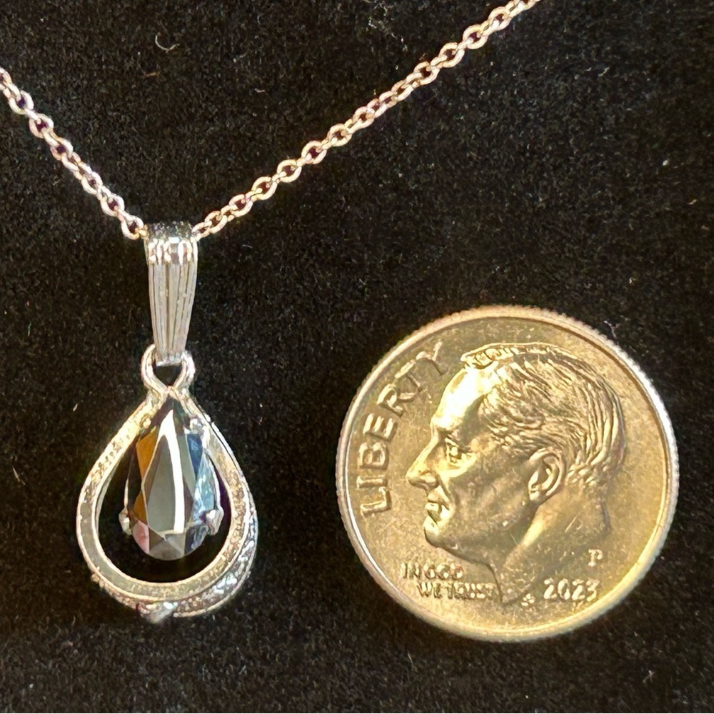 Vintage Sterling Filagree Hematite Pendant Only - Picture 8 of 8
